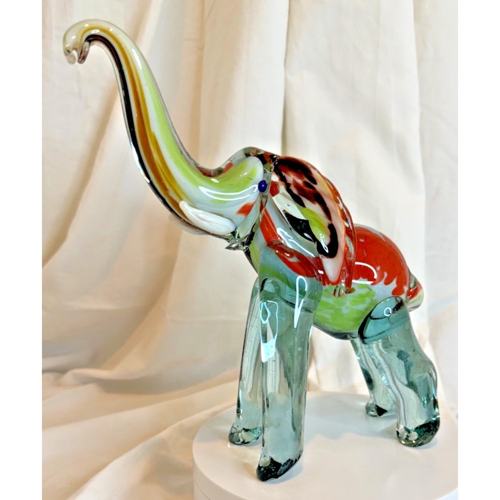 Murano Gorgeous Multi-Color Glass 8" Elephant Vintage 60's Sculpture